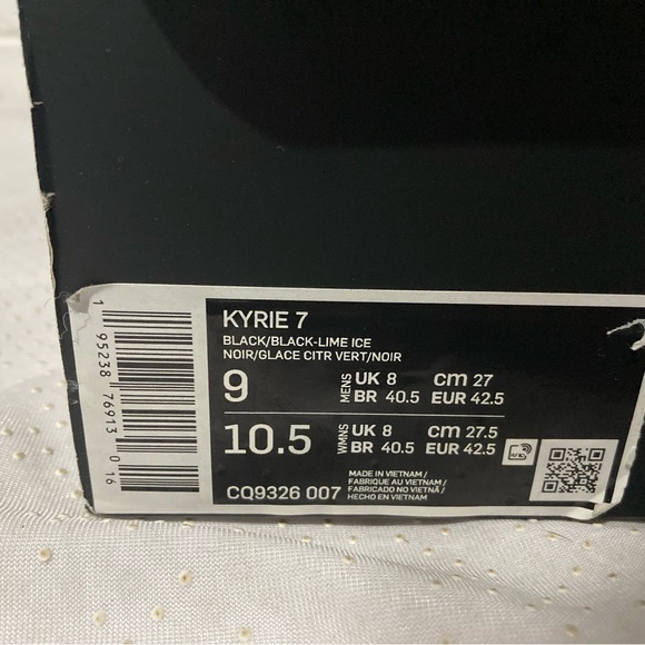 Nike Kyrie 7 Grind Black Lime Ice Basketball Shoes Size 9 CQ9326-007 - Picture 7 of 7